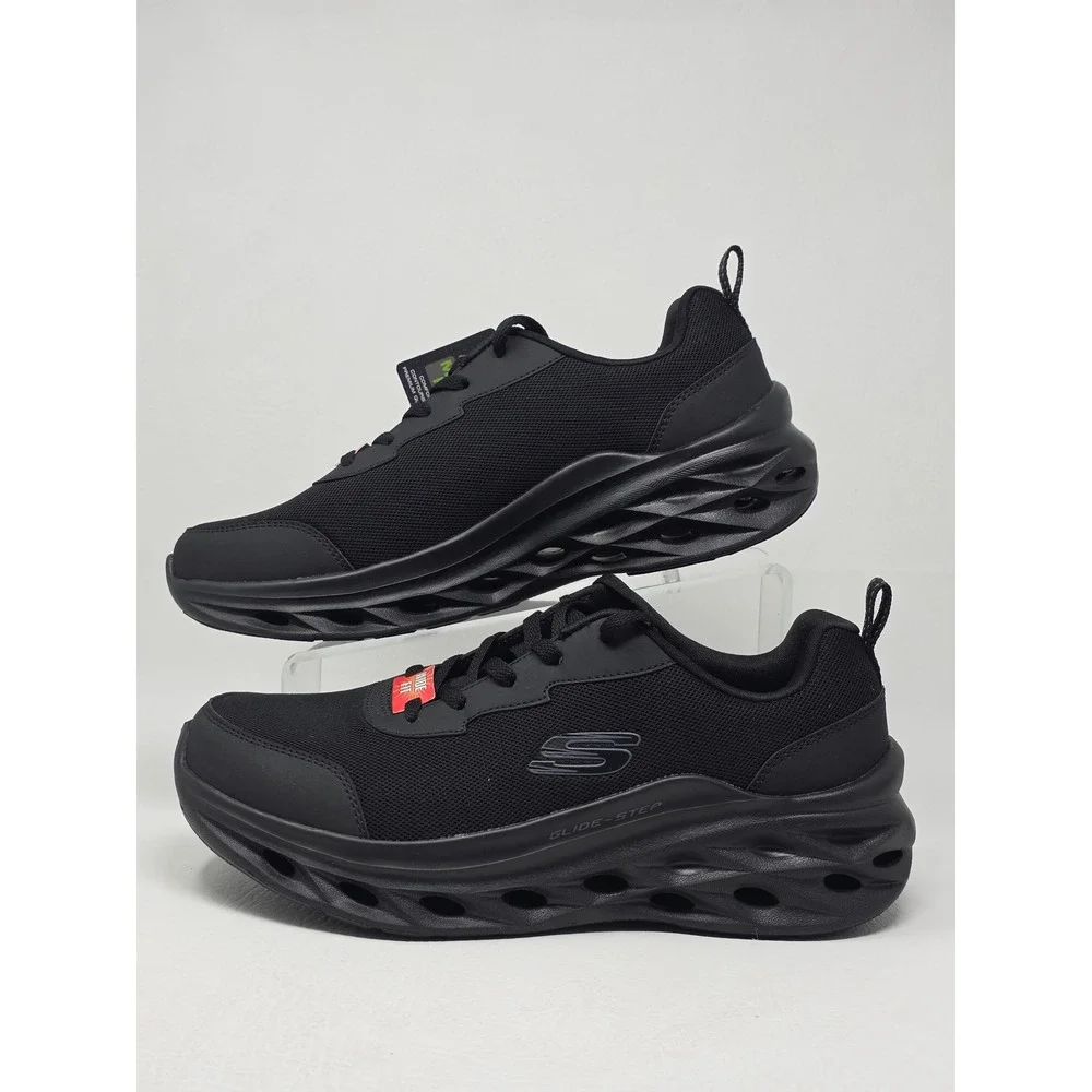 Skechers Glide-Step Men 8.5 Wide Fit Black Sneakers 66733WMCBBK Memory Foam New